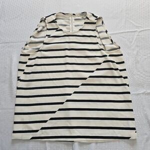 Madewell Striped Shell Top Womens M Black Ivory Asymmetrical Sleeveless